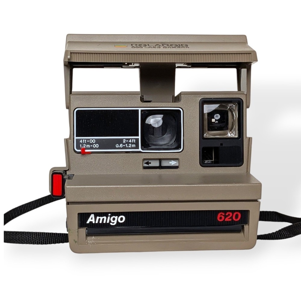 Polaroid Amigo 620 Instant Film Camera Tan 600 Land Camera Vintage 80s WORKING
